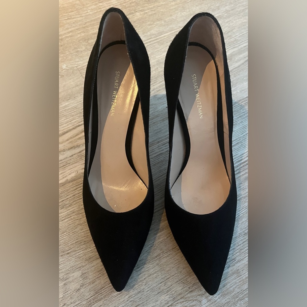 GORGEOUS STUART WEITZMAN HIGH HEELS BLACK SUEDE SIZE 8.5